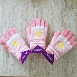 Set of 3 New Peach Double Layered 2 in 1 Wool Blend Cozy Warm Gloves